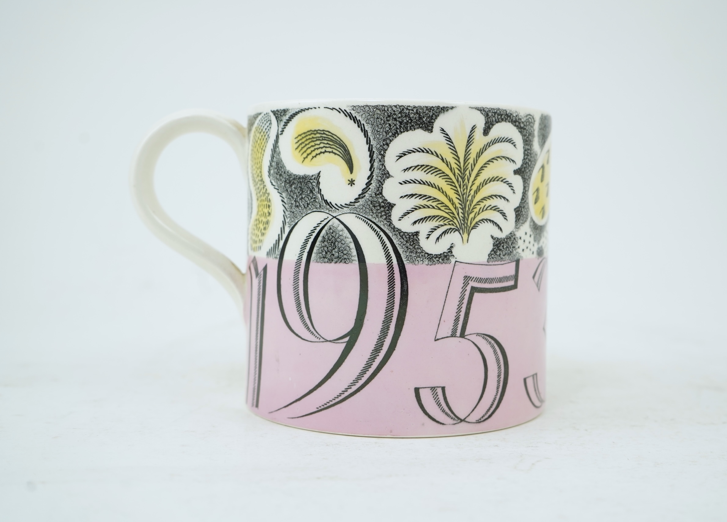 Eric Ravilious (1903-1942) for Wedgwood: A 1953 Queen Elizabeth II Coronation commemorative mug